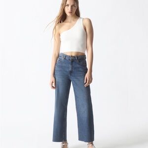 LEFTIES Denim Collection High Rise Wide Leg Full Length 100% Cotton Jeans NWT